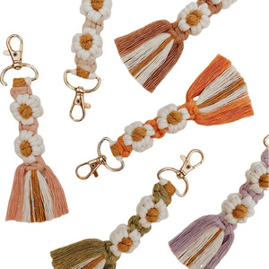 Boho macramè portachiavi e portachiavi in tessuto a mano con portachiavi in metallo peluche di <span class=keywords><strong>Macrame</strong></span> - Product Image 5