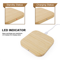 Chargeur sans fil pour téléphone portable à induction rapide 15W en bambou, mini, fin, portable, avec logo personnalisé, respectueux de l'environnement, avec port Type-C
