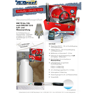KIT DI TEST PER COLLEGAMENTO DOMESTICO DA NW 75 A 150, ADATTO PER TEST DI ARIA E ACQUA SECONDO DIN EN 1610. KIT IN VALIGETTA, CO - Product Image 2