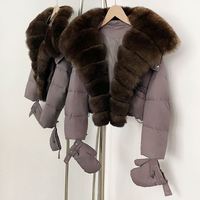 Nouvelle Collection Hiver 2025 : Manteau Parka Court pour Femme avec 90% de Duvet de Canard Blanc, Véritable Fourrure de Renard Naturelle, Doudoune Chaude