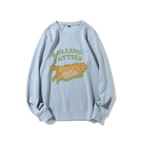 Sweat-shirts à col rond en coton mélangé, impression personnalisée, chat mignon, vêtements de travail, prix bas, 300 GSM, 10 couleurs
