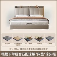 Modernes Cremefarbenes Kingsize-Lederbett mit Schubladen, Weich Gepolstert, Schlafzimmermöbel für das Hauptschlafzimmer – Direkt ab Werk