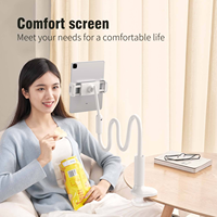 Support de téléphone et tablette réglable à col de cygne de 120 cm, support de tablette robuste à bras long pour libérer vos mains