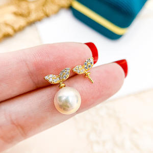 Accesorios de Plata S925 para DIY con Perlas, Bandeja Vacía para Joyería de Plata con Perlas de 7-10mm, Accesorio 2021 con Pendientes - Product Image 1