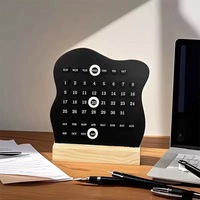 Ornement décoratif en acrylique de haute esthétique, petit modèle de support photo, calendrier perpétuel de forme irrégulière, calendrier DIY de bureau/en bois