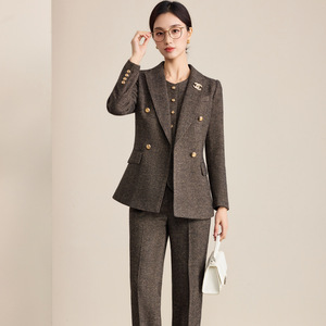 Women's Wool Suit Set Winter Thickened 2025 New Style Gray High-End Professional Formal Wear Commute Anti-Wrinkle - Product Image 3
