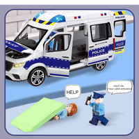 Voiture de police électrique unisexe 1/24 en métal moulé sous pression, jouet pour enfant avec portes ouvrables, son et lumière, modèle de voiture de police en alliage à construire