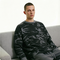 AMCLEVER Nouveau T-shirt Homme à Manches Longues Col Rond Coupe Ample en Polyester/Coton Anti-boulochage, Texture Gaufrée et Imprimé Camouflage de Haute Qualité