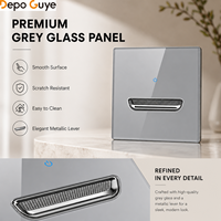 Interrupteur mural à bascule en verre trempé gris rétro de luxe 86 mm avec USB-A, USB-C, indicateur LED et options de modules multiples