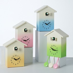 House Shape Quartz <b>Wall</b> Clock Green Gradient Resin Hanging Clock 30 mm Thick <b>Plate</b> for Living Room <b>Decor</b> - Product Image 6