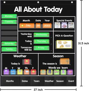 Tableau de poche standard transparent à 10 poches pour la salle de classe, personnalisable pour la gestion du temps quotidien et des activités circulaires - Product Image 3