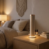 Diffuseur d'arômes de luxe sans eau avec couvercle, certifié pour huiles essentielles, machine à parfum, lumière LED d'ambiance, pour la maison, vente en gros