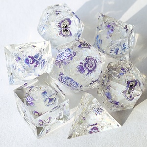 Juego de Dados DND de Núcleo Líquido con Diseño Personalizado para Juegos de Rol de Mesa Dungeons & Dragons, Resina Hecha a Mano, 7 Piezas, D20, Tema de <span class=keywords><strong>Anime</strong></span>, Afilados - Product Image 2