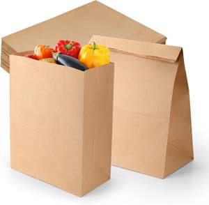 Vente directe du fabricant, faible MOQ, sacs en papier kraft épais et portables pour l'emballage alimentaire. - Product Image 1