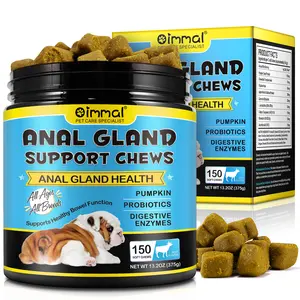 Oimmal Pet Health Anal Gland Soft Chewsは犬のためのカボチャでサプリメントを扱います消化酵素プロバイオティクス繊維サプリメント