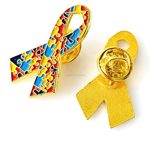 Pins de esmalte de hierro para la concienciación sobre el VIH - Insignias plateadas grabadas y talladas para la defensa y campañas contra el SIDA - Product Image 1