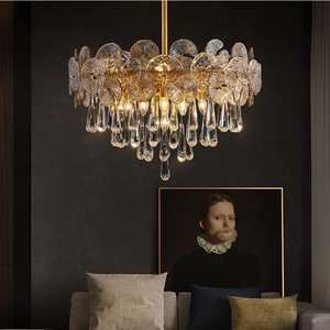 Luxe Métal Cristal Cascade Banquet Hall <span class=keywords><strong>Art</strong></span> Déco Feuille Ronde Branche <span class=keywords><strong>Lustre</strong></span> Intérieur Suspension Décorative Suspension Lumière - Product Image 3