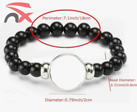 Vente en gros coffret cadeau d'affaires nouveau style 2pc perles élastiques noires en corde bracelet drapeau national d'Haïti