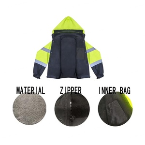 Sudadera Térmica Reflectante ANSI Clase 2 de Forro Polar, Sudadera de Seguridad de Alta Visibilidad de Poliéster con Capucha Desmontable - Product Image 3
