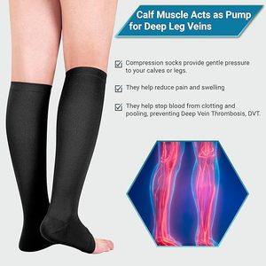 Venta al por mayor <span class=keywords><strong>medias</strong></span> de compresión atléticas hombres mujeres 20-30mmhg alta-rodilla muslo-Alto tejido fino antiembolismo deporte médico - Product Image 3