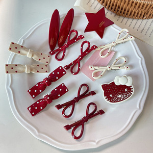 ปิ่นปักผมรูปวงรีลายจุดน่ารักสำหรับผู้หญิงกิ๊บหนีบผมปากเป็ดพลาสติกตกแต่งผมสำหรับงานปาร์ตี้ - Product Image 2