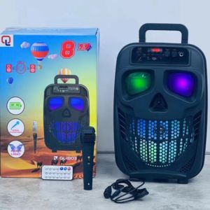 Altavoz Portátil Inalámbrico Bluetooth de 8 Pulgadas con Micrófono, Luces LED de Colores, Woofer Estéreo con Bajos, Altavoz para Karaoke y Fiestas - Product Image 3