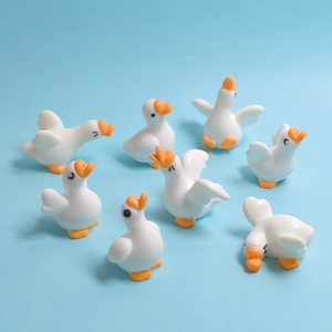 Figuras <span class=keywords><strong>de</strong></span> Gansos Blancos Adorables, Adornos <span class=keywords><strong>de</strong></span> Resina en Miniatura, Accesorios Decorativos para Micro Paisajes y Manualidades - Product Image 2