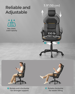 <span class=keywords><strong>SONGMICS</strong></span> Classic Black Rocker Function <span class=keywords><strong>Silla</strong></span> de computadora 150kg PU Reposacabezas ajustable <span class=keywords><strong>Silla</strong></span> de oficina <span class=keywords><strong>Silla</strong></span> de juegos - Product Image 6