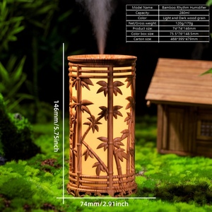 Biểu Tượng Tùy Chỉnh Đầy Màu Sắc LED Ánh Sáng Ban Đêm Độ Ẩm 280Ml Mini USB Thông Minh Mát Mist Tre Độ Ẩm Không Khí Với Ce Rohs - Product Image 2