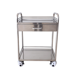 Carro de asistencia médica de acero inoxidable para mascotas LIZE Carro de tratamiento de acero inoxidable veterinario con cajón - Product Image 1
