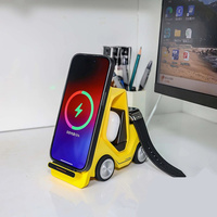 Headset Bluetooth pengisi daya nirkabel 3 dalam 1, Headset bisnis kreatif logo kustom, pengisi daya nirkabel ponsel Model Forklift