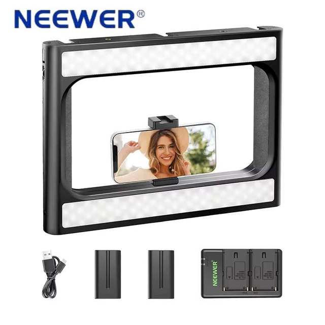 Universal Smartphone Video Rig with Light Handheld Phone Stabilizer Selfie Ring Light LED Video Light Waterproof Metal