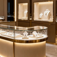 Vente directe d'usine Yoshing, vitrine de présentation de bijoux LED étanche pour la décoration intérieure des magasins, design de comptoir de bijouterie