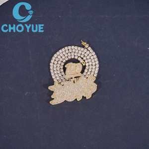 Colgante de Moissanita con Nombre Personalizado, Chapado en Oro Rosa de 18K, Joyería Unisex de Lujo Estilo Hip Hop, para Uso Diario - Product Image 4