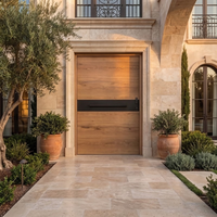 Porte d'entrée pivotante en bois massif moderne Zonle, portes pivotantes principales personnalisées pour villa avec système de serrure intelligent