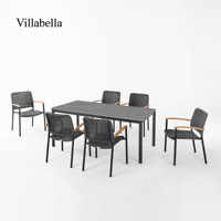 Modern Dış Mekan Mobilyaları Alüminyum Bahçe Yemek Masası ve Sandalyeleri Her Hava Koşuluna Uygun Veranda Takımı Ticari Restoran Kullanımı