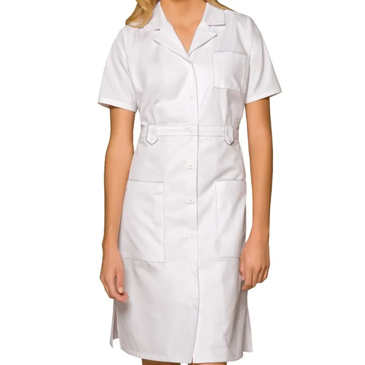 卸売高品質看護ドレス病院ユニークな看護師制服白いドレススクラブ制服ドレススカート