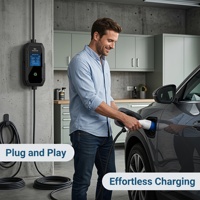 Station de recharge portable certifiée CE ROHS 7 kW monophasée avec prise industrielle bleue, chargeur EV portable