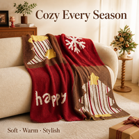 Plaid de Noël en polaire doux rouge et marron, lavable en machine, motif flocon de neige, cadeau de vacances confortable pour canapé et maison, vente en gros