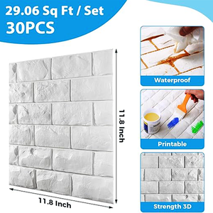 Campioncino Gratuito: Carta <span class=keywords><strong>da</strong></span> Parati 3D in Schiuma PE <span class=keywords><strong>con</strong></span> Motivo Mattone Bianco, Pannello Decorativo per Pareti della <span class=keywords><strong>Camera</strong></span> <span class=keywords><strong>da</strong></span> <span class=keywords><strong>Letto</strong></span> - Product Image 4