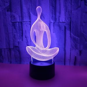 Lampe de nuit LED <span class=keywords><strong>3D</strong></span> en acrylique colorée avec design craquelé, effet stéréoscopique, pour <span class=keywords><strong>cuisine</strong></span>, thème Yoga et Méditation - Product Image 4