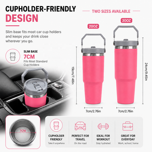 Gobelet Isotherme à Double Paroi sous Vide avec Logo Personnalisé, Couvercle à Rabat, 20 oz 30 oz, Tasses d'Extérieur, Bouteille d'Eau Chaude en Acier Inoxydable avec Couvercle à Paille - Product Image 4