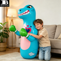 Sac de frappe gonflable écologique bleu clair pour enfants, cible de boxe robuste en forme de T-Rex pour tout-petits, jouet pour jouer en extérieur et en intérieur