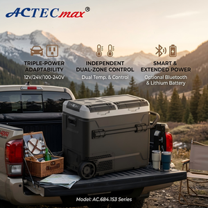 Frigorifero Portatile AC.684.153.02 60L 24V Ricaricabile con Zone di Controllo Duali, Ruote e Maniglia, Frigorifero per Auto 12V per Camion Caffè - Product Image 1