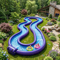 Piscine Gonflable Géante à Débit d'Eau pour Jardin, Grande Piscine Gonflable à Motif Irrégulier pour Fêtes et Location Commerciale