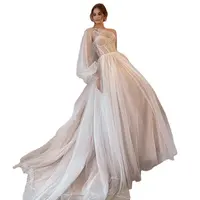 Женское кружевное свадебное платье It's yiiya, белое пляжное платье трапециевидной формы на одно плечо в стиле бохо на лето 2022