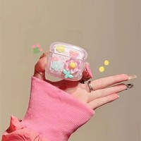 2025 nouveau cadre 3D rose cristal fleur vague et boucle de suspension pour Airpos Pro 1 2 3 4 étui sans fil Bluetooth Silicone couverture souple