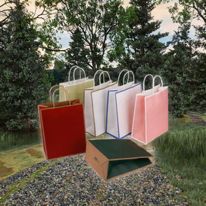 Premium <b>Gold</b> Stamping Decorative Wrap Present Bag Elegant Satin <b>Ribbon</b> Handle Fashion Apparel Storage Festive Holiday Branding - Product Image 3