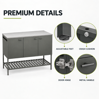 Meuble de cuisine extérieur modulaire en acier thermolaqué, buffet de rangement 3 portes pour patio, table de préparation BBQ, fabricant grossiste