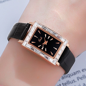 New women's watch simple elegant and stylish with a square dial and leather strap - Product Image 5